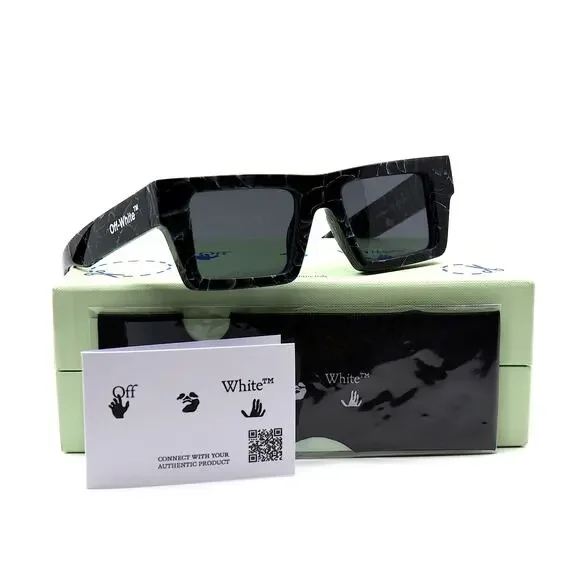 NEW! OFF-WHITE OER1017 1107 BLACK MARBLE GREY AUTHENTIC SUNGLASSES - Picture 11 of 12